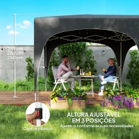 Outsunny Tenda Dobrável 3x6 m com Painéis Laterais UPF50+ Tenda de Jardim com Altura Ajustável e Bolsa de Transporte Cinza Escuro(m-5)