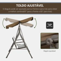 Outsunny Banco Baloiço de Jardim com Toldo Ajustável Assento em Vime PE e Apoio para os Braços 167x112x153 cm Marrom(m-6)