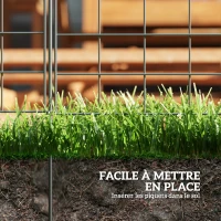 Outsunny Clôture de jardin en métal clôture décorative lot de 6 pour légumes bordure de chemin 460 x 97 cm noir(m-5)