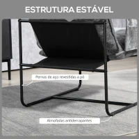 HOMCOM Poltrona Sala de Estar com Apoio para os Braços Bolso Lateral e Estrutura de Aço Poltrona para Dormitório 68x76x81 cm Cinza(m-6)