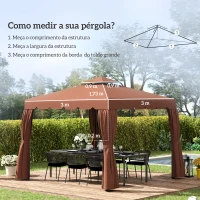Outsunny Toldo de Substituição para Pérgola 300x300 cm com Duplo Teto e 8 Orifícios de Drenagem Marrom(m-4)