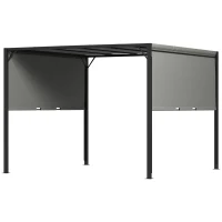 Outsunny 3 X 3 Meters Pergola with Sliding Roof, Garden Gazebo with Adjustable Sun Shade Canopy and Steel Frame, Charcoal Grey(m-11)