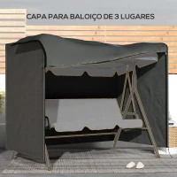Outsunny Capa para Móveis de Jardim Capa Protetora para Baloiços de Exterior com Fecho de Correr 205x124x164 cm Cinza Escuro(m-5)