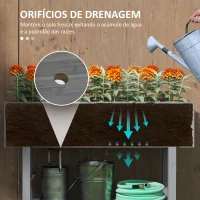 Outsunny Horta Vertical de Madeira Mesa de Cultivo com Prateleira Floreira Elevada para Cultivos de Flores Vegetais 100x30x70,5 cm Cinza(m-5)