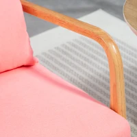HOMCOM Poltrona Sala de Estar Nórdica Acolchoada com Apoio para os Braços e Estrutura de Madeira de Borracha 61x78x76 cm Rosa(m-6)