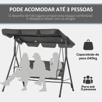 Outsunny Banco Baloiço de Jardim com Toldo Ajustável Assento em Vime PE e Apoio para os Braços 167x112x153 cm Cinza(m-5)