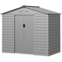 Outsunny 2,1 x 1,3 m Tuinschuur, Gereedschapsschuur van Staal, Afsluitbare Deuren, 4 Ventilatieopeningen, Grijs