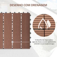 Outsunny Conjunto de 11 Peças de Estrados Exterior 30x30 cm 1 m² Estrados de Jardim Antiderrapante e Fácil Instalação Marrom(m-5)