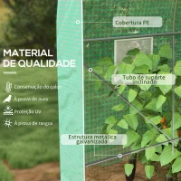 Outsunny Estufa tipo Túnel 400x200x205 cm Estufa de Jardim com Porta Enrolável e 6 Janelas Cobertura de PE 140 g/m² Verde(m-4)