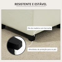 HOMCOM Apoio para os Pés Sala de Estar Banco Estofado em Linho com Bolso Lateral Tampa com Botões  35x35x35 cm Creme(m-7)
