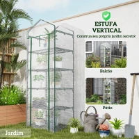 Outsunny Estufa de Jardim Vertical 69x49x193 cm com 5 Prateleiras Estufa para Plantas e Cultivos com Cobertura Transparente de PE Verde(m-6)