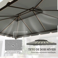 Outsunny Toldo de Substituição para Pérgola 400x300 cm com Duplo Teto e 8 Orifícios de Drenagem Cinza Claro(m-4)