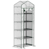 Outsunny Estufa de Jardim Vertical 69x49x193 cm com 5 Prateleiras Estufa para Plantas e Cultivos com Cobertura Transparente de PE Verde