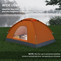 Outsunny 2 Person Camping Tent, Dome Tent with Zipped Doors, Storage Pocket, Portable Handy Bag, Orange(m-7)