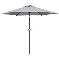 Outsunny Sombrilla de Jardín Ø230x216 cm con Apertura Manual Ángulo Ajustable e Impermeable para Terraza Piscina Gris(m-9)
