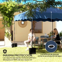 Outsunny Carpa Plegable 3x3m con Protección UV Altura Ajustable y Bolsa con Ruedas para 6-9 Personas Azul Oscuro(m-6)