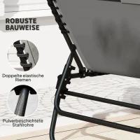 Outsunny Ligstoel, Zonneligstoel met Polstering en Zijtas, Tuinligstoel, Zwembad-Liege, Gepolsterde Ligbed, Grijs(m-7)