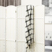 HOMCOM Biombo Separador de Ambientes de 4 Paneles Biombo Plegable 160x170 cm para Salón Dormitorio Oficina Blanco(m-7)