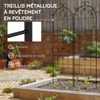 Outsunny Lot de 2 treillis de jardin, support pour plantes grimpantes en métal, 50L x 181H cm, noir(m-6)