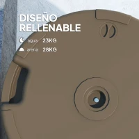 Outsunny Base para Sombrilla de Jardín Rellenable 28 kg Rellenada con Arena y 23 L Rellenada con Agua Ø55x30 cm Marrón(m-4)