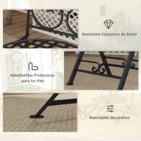 Outsunny Conjunto de Jardín de 3 Piezas con Mesa Redonda y Sillas Plegables y Patrón de Mosaico Geométrico Multicolor(m-7)