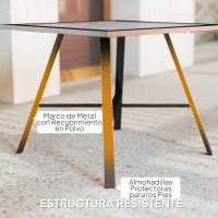 Outsunny Mesa Auxiliar de Jardín con Encimera de Aspecto Piedra Gris y Estructura Negra 55x55x46 cm Mesita de Exterior Compacta(m-5)