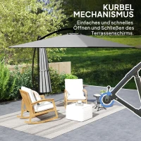 Outsunny Ampelschirm Ø260 cm Sonnenschirm mit UV-Schutz 50 wasserabweisend Kurbelschirm mit Ständer, Grau(m-7)