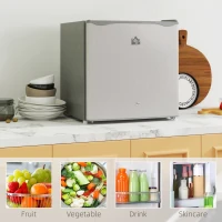 HOMCOM 46 Litre Lockable Countertop Fridge - Grey(m-7)
