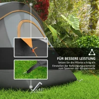 Outsunny Kampeertent voor 5-6 Personen, Familietent, Draagtas, 4,55x2,2x1,8m, Lichtgrijs/Zwart(m-7)