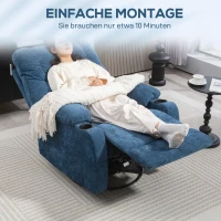 HOMCOM Relaxstoel met Voetensteun, Ligstoel, Draaibaar, tot 150 kg, Stalen Frame, 88x96x108cm, Donkerblauw(m-7)