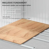 Outsunny Metalen Gereedschapsschuur met Schuifdeuren en Ventilatieramen, 277 x 195 x 192 cm, Donkergrijs(m-6)