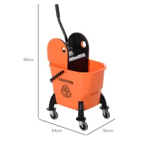 HOMCOM Mobilny Wiadro do Mopa z Wyciskarką, 26 L, Tworzywo Sztuczne, Kolor Pomarańczowy(m-3)