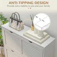 HOMCOM 2 Drawers Entryway Shoe Cabinet, Narrow Shoe Storage Cabinet with 2 Flip Drawers, Louvred Door Design and Adjustable Shelves for 16 Pairs of Shoes, White(m-7)