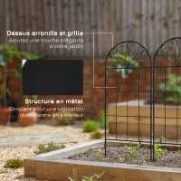 Outsunny Treillis de jardin lot de 2 support pour plantes grimpantes en métal - 51 x 120 cm noir(m-6)