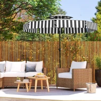 Outsunny Sombrilla de Jardín Inclinable Ø263 cm con Protección UV30+ Techo Doble Ventilado y Manivela para Patio Jardín y Piscina(m-9)