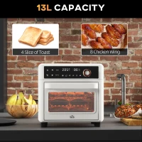 HOMCOM Cuptor Electric cu Funcție de Prăjire cu Aer, Temporizator și Temperatură Reglabilă, 33,5x32x32,5 cm, Alb(m-4)