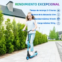 SPORTNOW Patinete Eléctrico Plegable de +6 Años Motor 120 W Autonomía 6 KM MAX 10 KM/H Ruedas de 5" - 5,5" Altura Ajustable Azul(m-5)