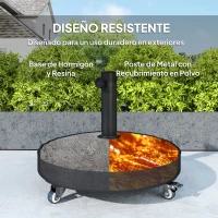 Outsunny Base para Sombrilla Pesada de 25 kg con Ruedas para Sombrillas de hasta Ø3 m y Postes de 34-48 mm Ø52x42 cm Negro(m-5)