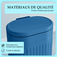 HOMCOM Poubelle de cuisine poubelle à pédale 20L couvercle à fermeture douce seau intérieur amovible 36,5 x 31,2 x 45 cm bleu(m-6)