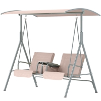 Outsunny Hollywoodschommel, tuinschommel, tweezits schommel met zonnedak, 175 x 112 x 165 cm, Beige