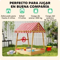 AIYAPLAY Arenero Infantil de Madera en Forma de Barco con Toldo Ajustable Timón y Forro de Base para Juegos al Aire Libre Natural(m-7)