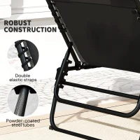 Outsunny Set of Two Reclining Sun Loungers - Black(m-7)
