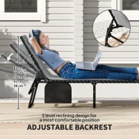 Outsunny Set of Two Reclining Sun Loungers - Charcoal Grey(m-4)