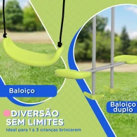 Outsunny Baloiço para Crianças Baloiço Jardim com 1 Baloiço Simples 1 Planador e Anti-UV 255x160x180 cm Cinza e Verde(m-5)