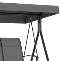 Outsunny Dondolo da Giardino 3 Posti con Tettuccio Parasole Regolabile, 195x118x170 cm, Grigio Scuro(m-9)
