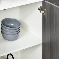 HOMCOM Standschrank Aufbewahrungsschrank Mehrzweckschrank Aktenschrank Kommode 2 Schublade 3 Türen E1 Spanplatte Hochglanz Weiß+Hellgrau 117 x 36 x 74 cm(m-9)