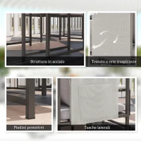 Outsunny Set Mobili da Giardino con Tavolo da Pranzo, 4 Sedie da Esterno e 4 Sgabelli Poggiapiedi, Grigio(m-7)