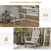 Outsunny Silla de Jardín Adirondack Asiento Extra Ancho Carga 150 kg para Patio Terraza Balcón 78x89x88 cm Gris Claro(m-5)