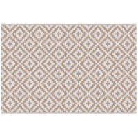 Outsunny Alfombra de Exterior Reversible 182x274 cm con Patrón Geométrico Acabado Impermeable Café y Blanco(m-11)