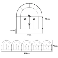 Outsunny Set de 5 Vallas para Jardín Metálicas 300x70 cm Combinación Libre Barrera para Animales para Patio Césped Negro(m-3)